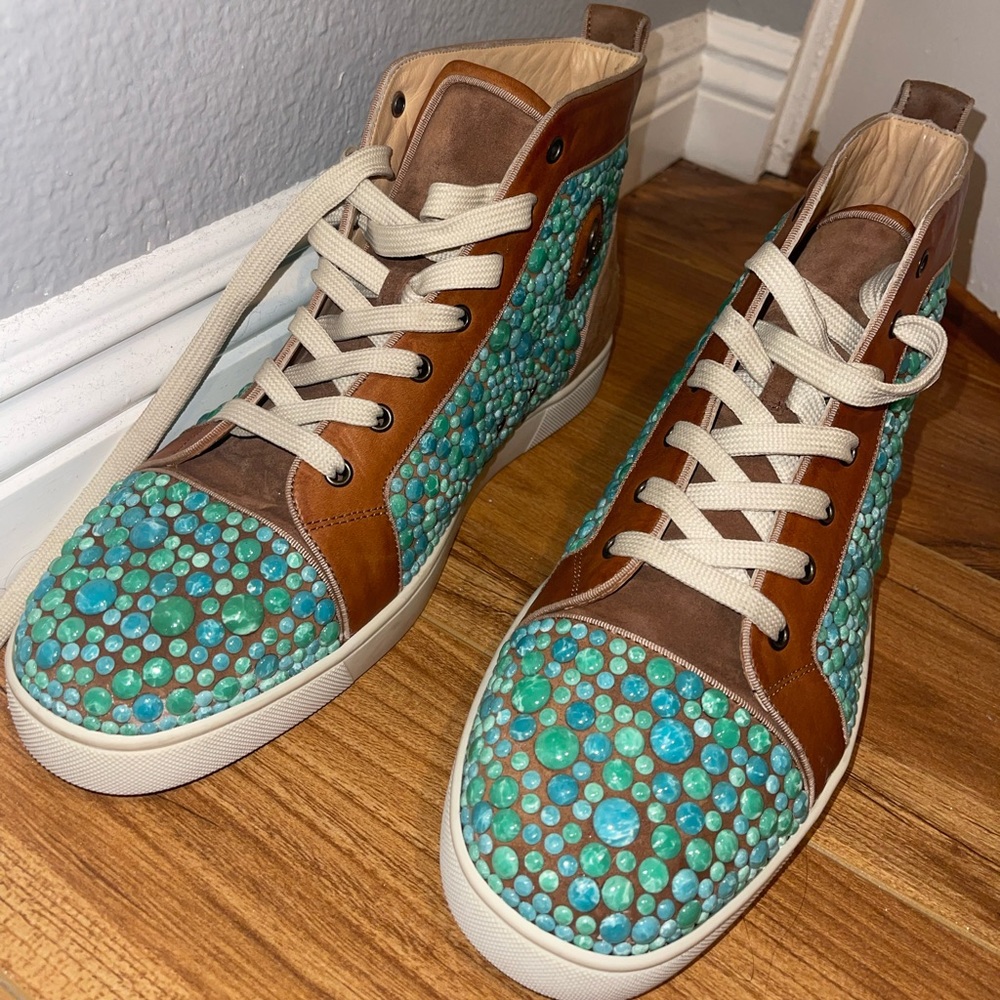 Louboutin Mens turquoise sneaker